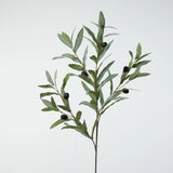Grey green artificial olive stem foliage detail