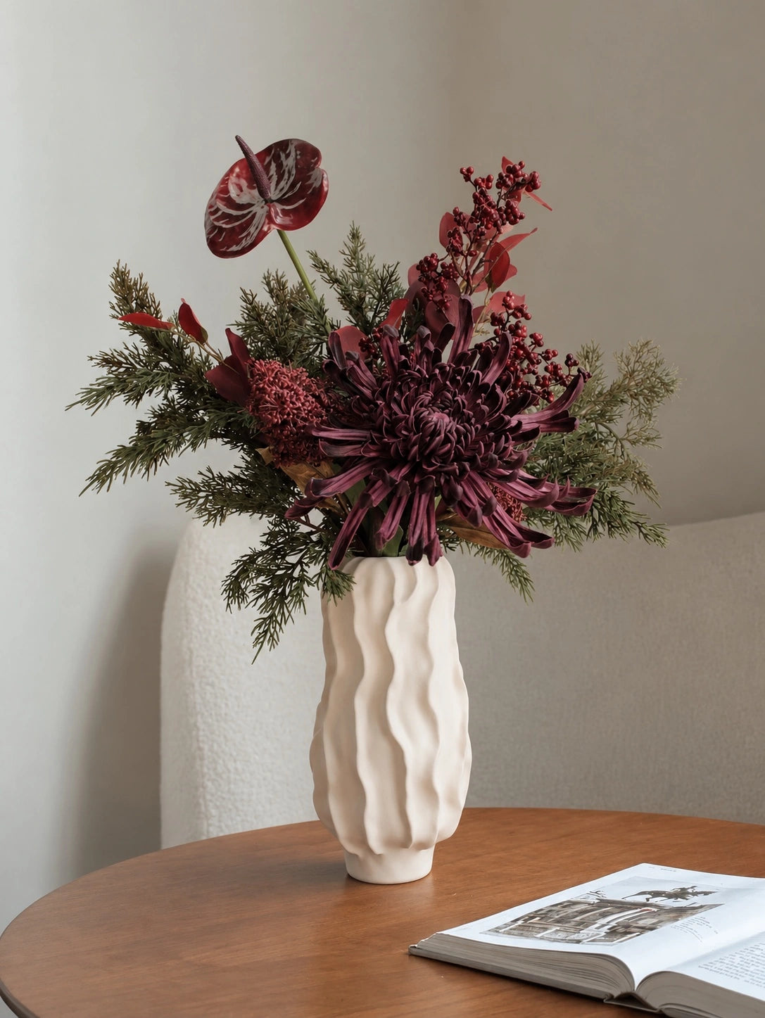 Ember faux flower arrangement - natural interior view