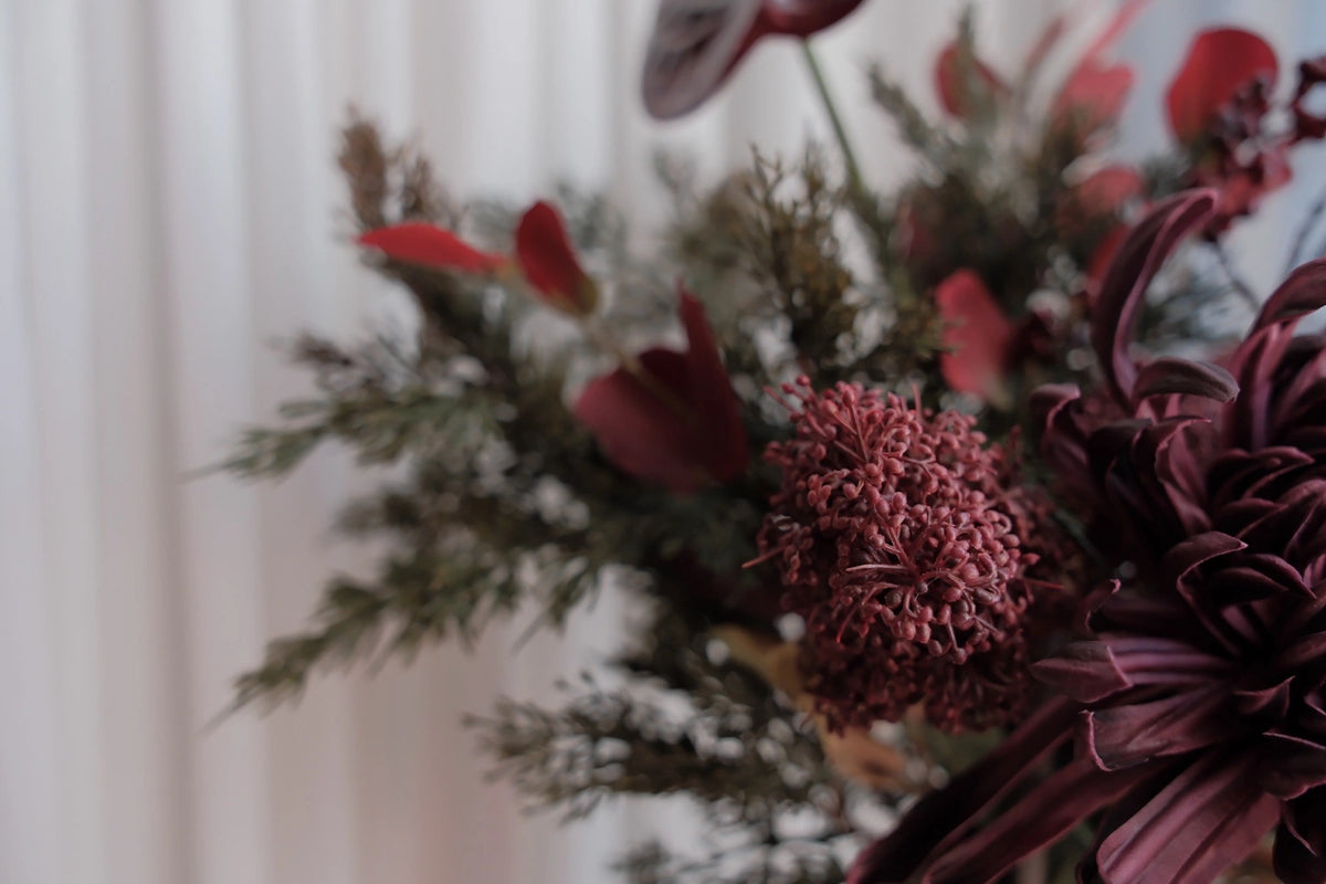 Ember faux flower arrangement - detail and interior view 4
