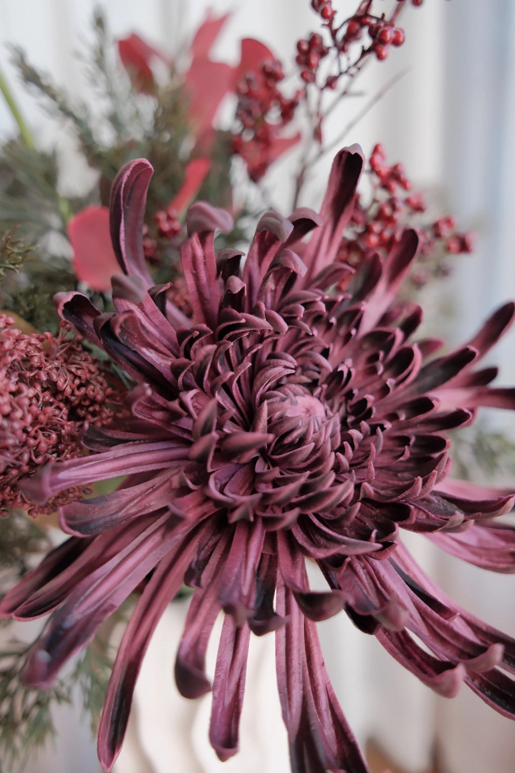 Ember faux flower arrangement - detail and interior view 5