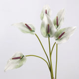 White faux anthurium stems grouped together