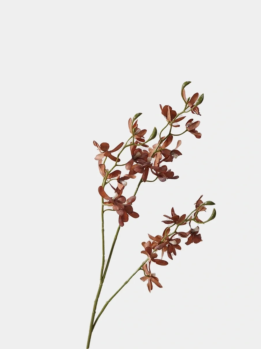Dark Red faux autumn butterfly orchid stem, upright