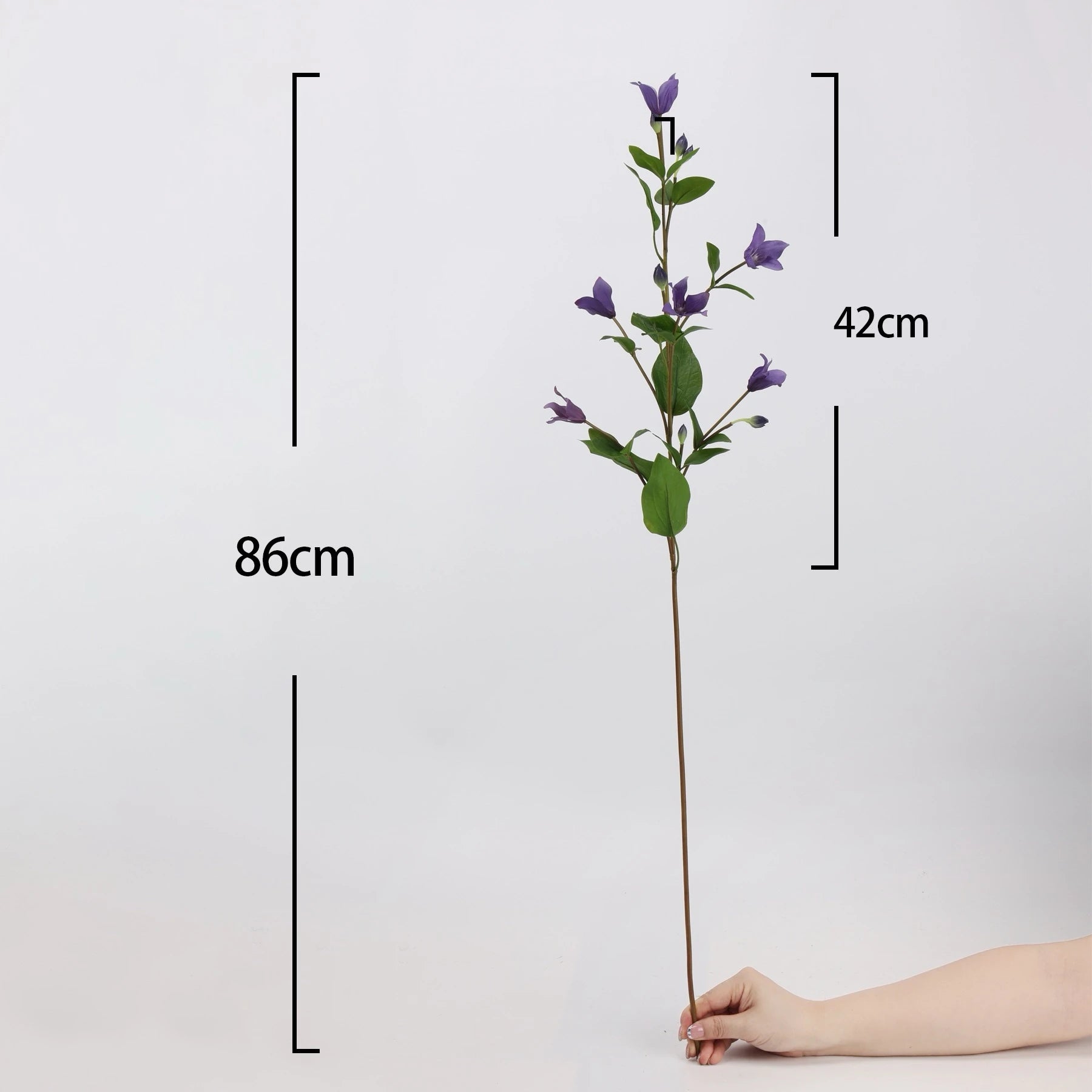 Faux clematis flower stem 86 cm size guide