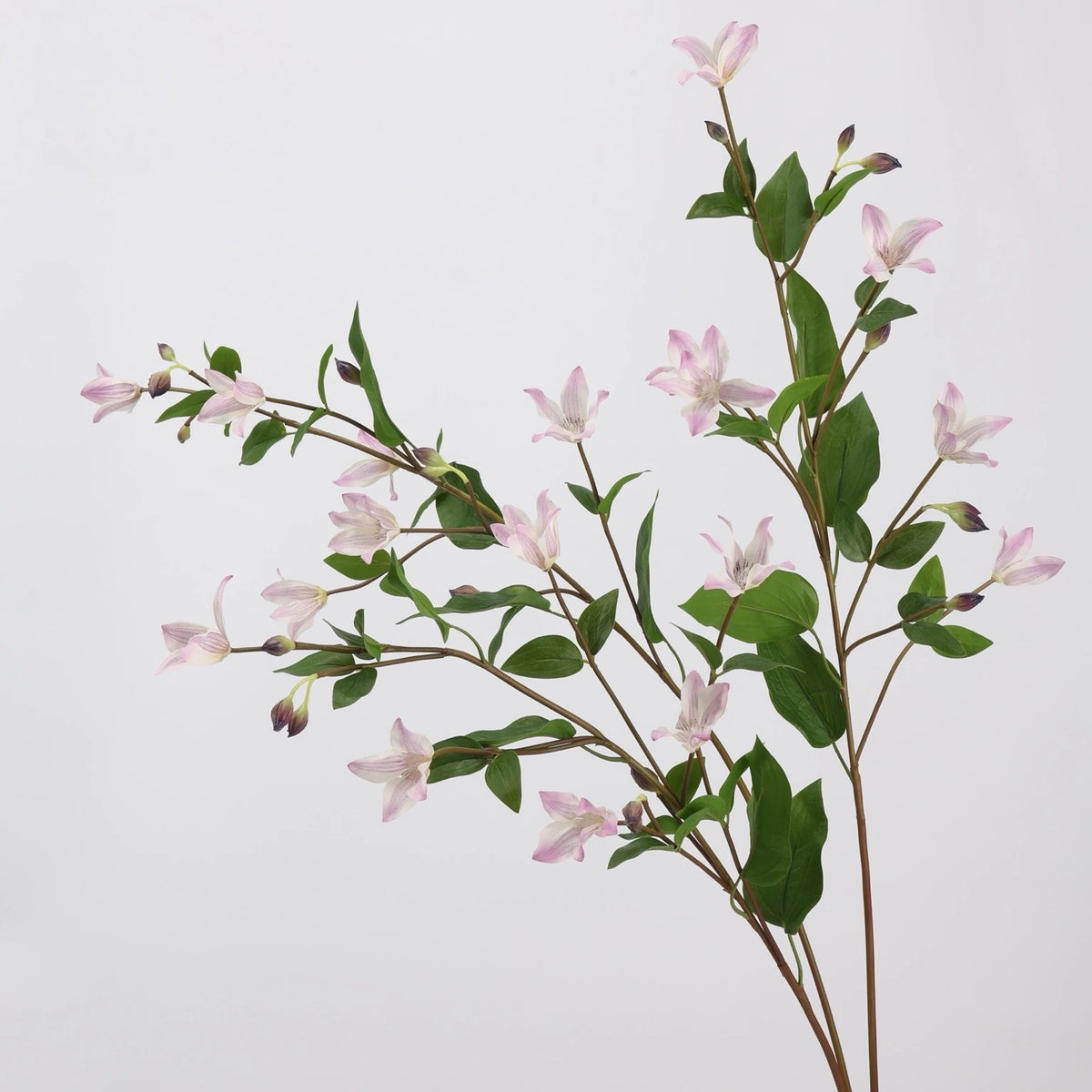 Pair of light pink faux clematis flower stems