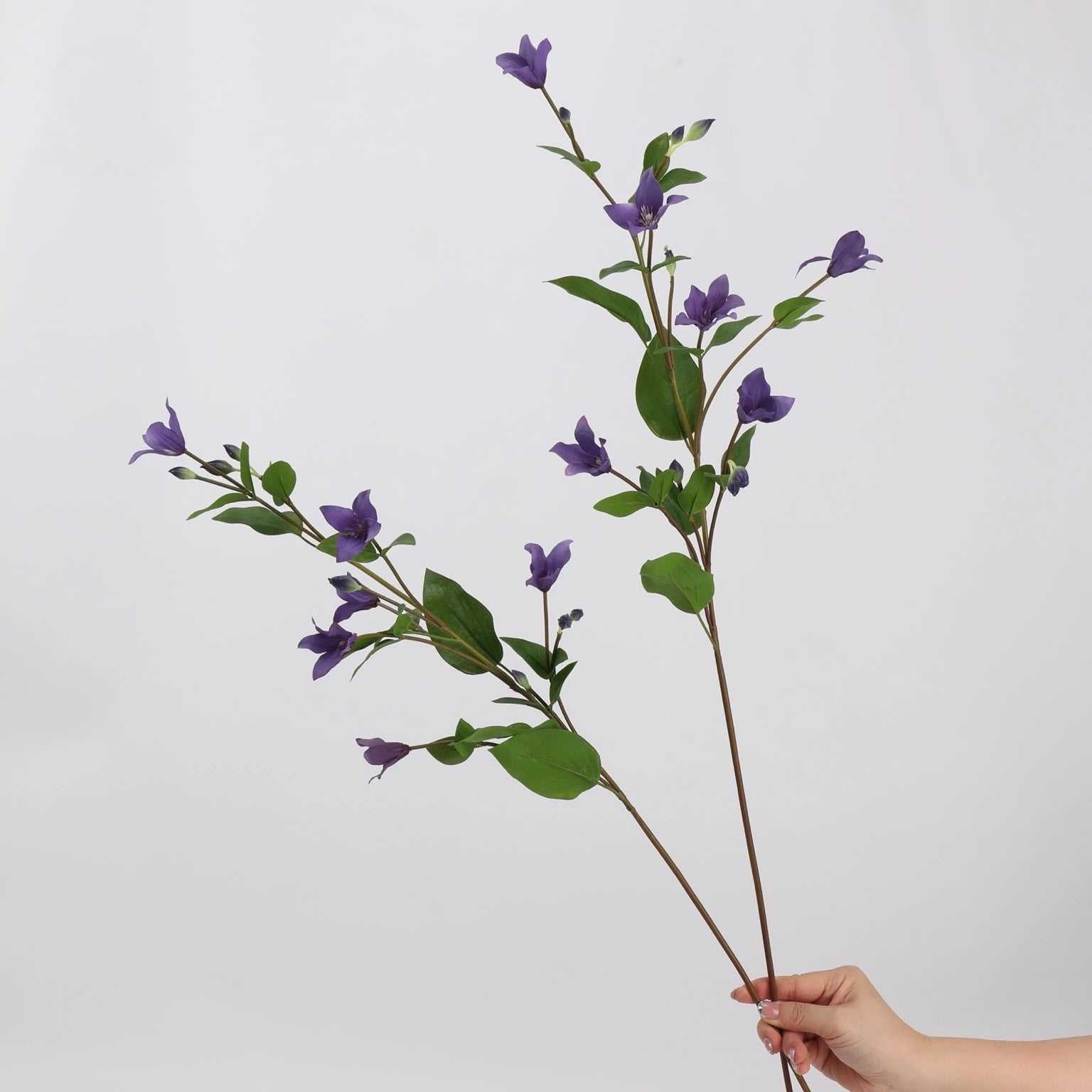 Full purple faux clematis flower stems