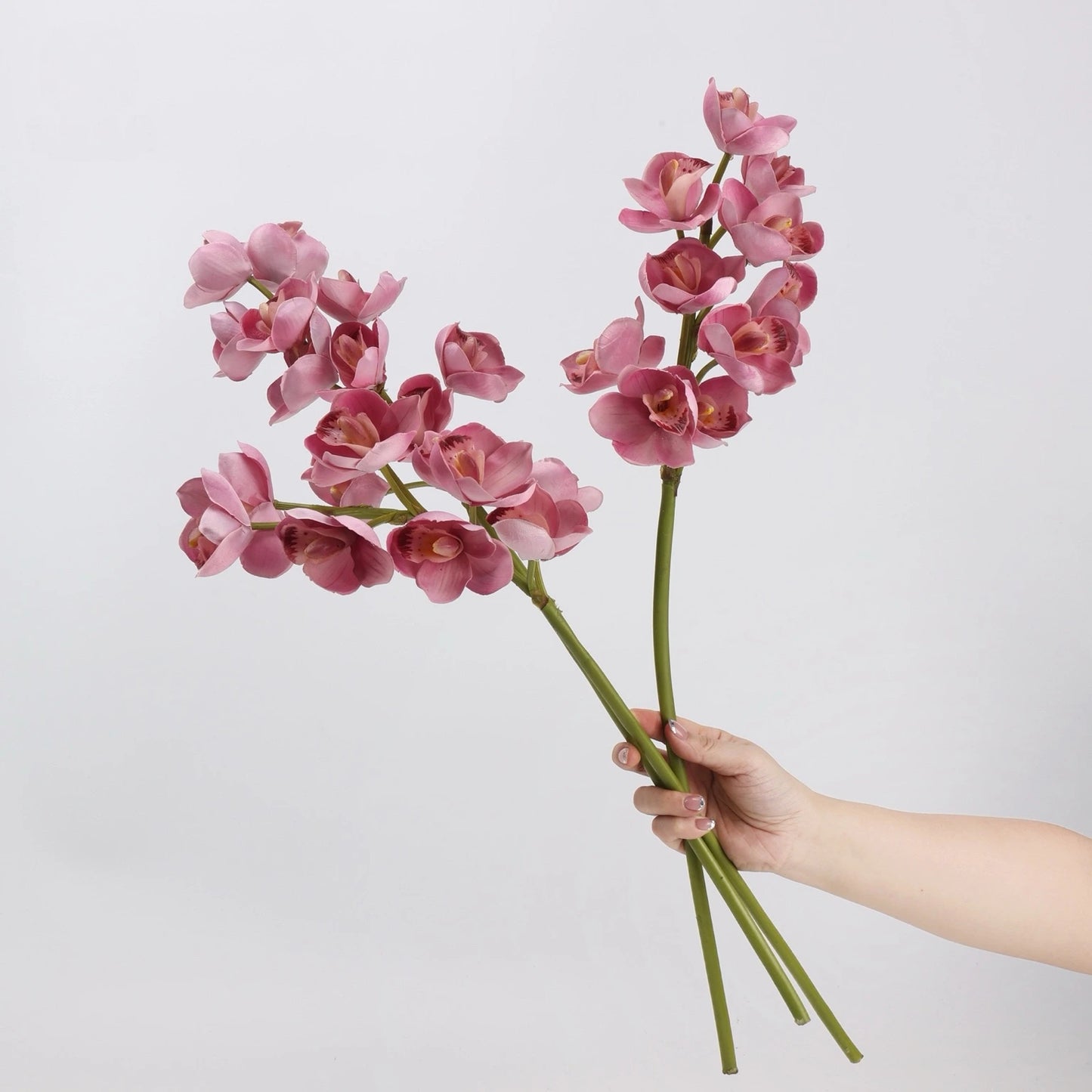 Pink faux cymbidium orchid stems