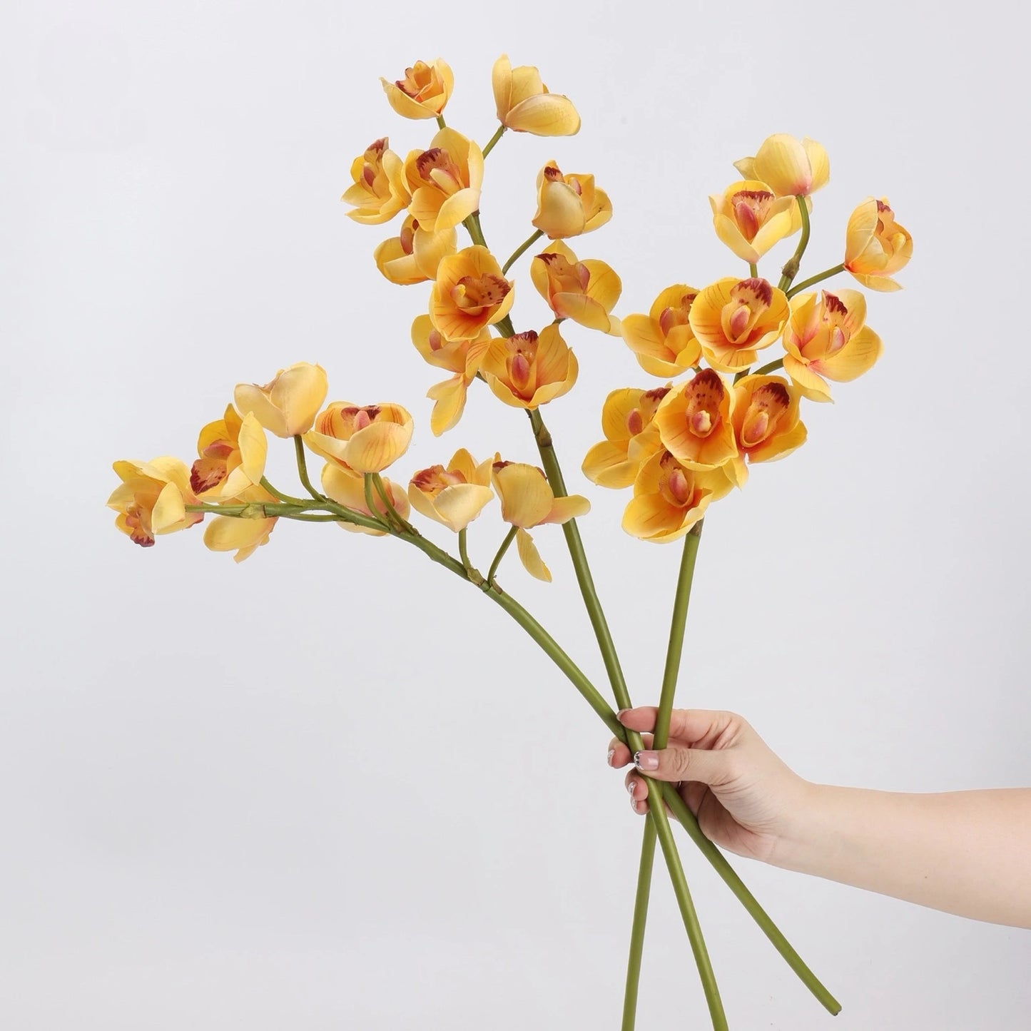 Yellow faux cymbidium orchid stems