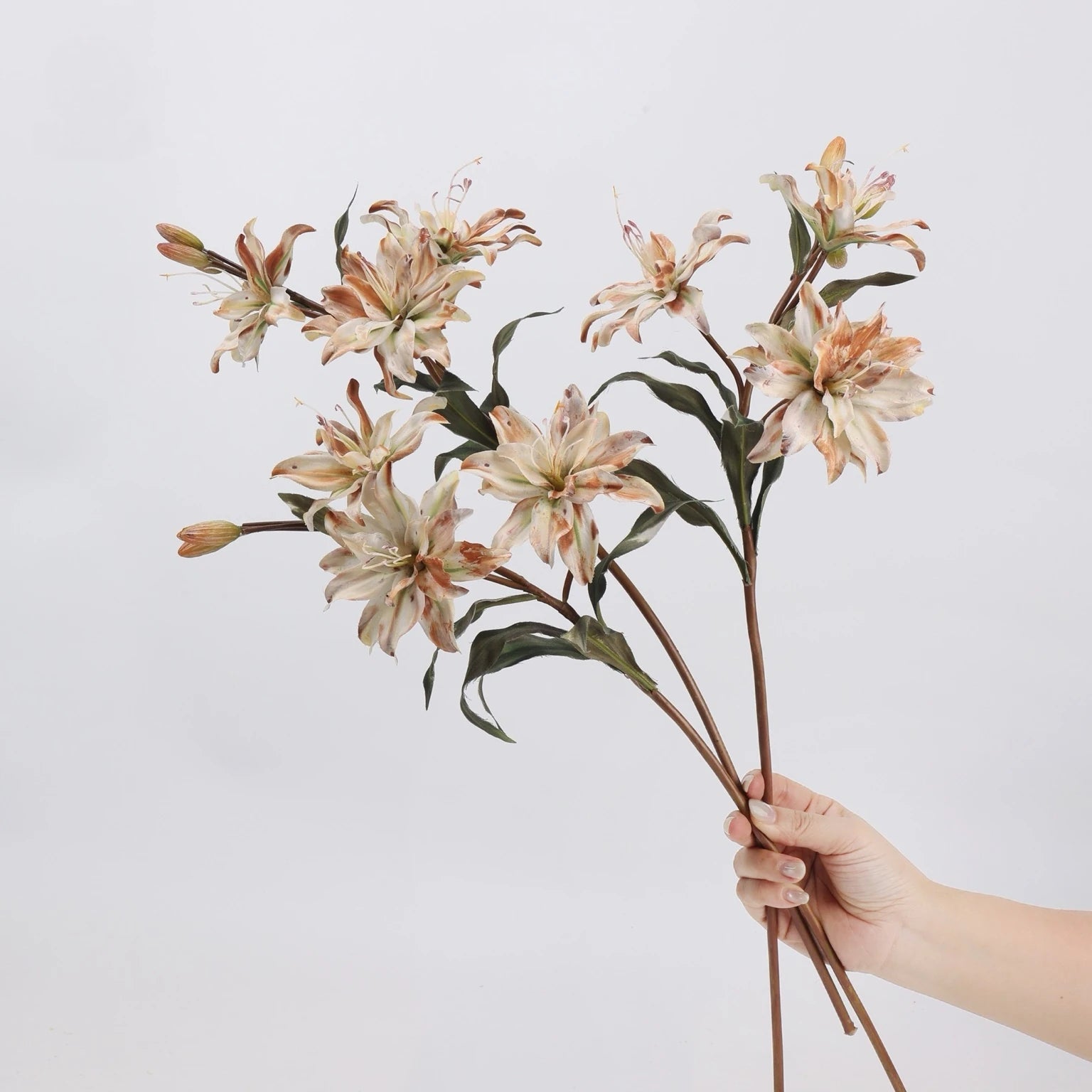 Cream faux double lily flower arrangement