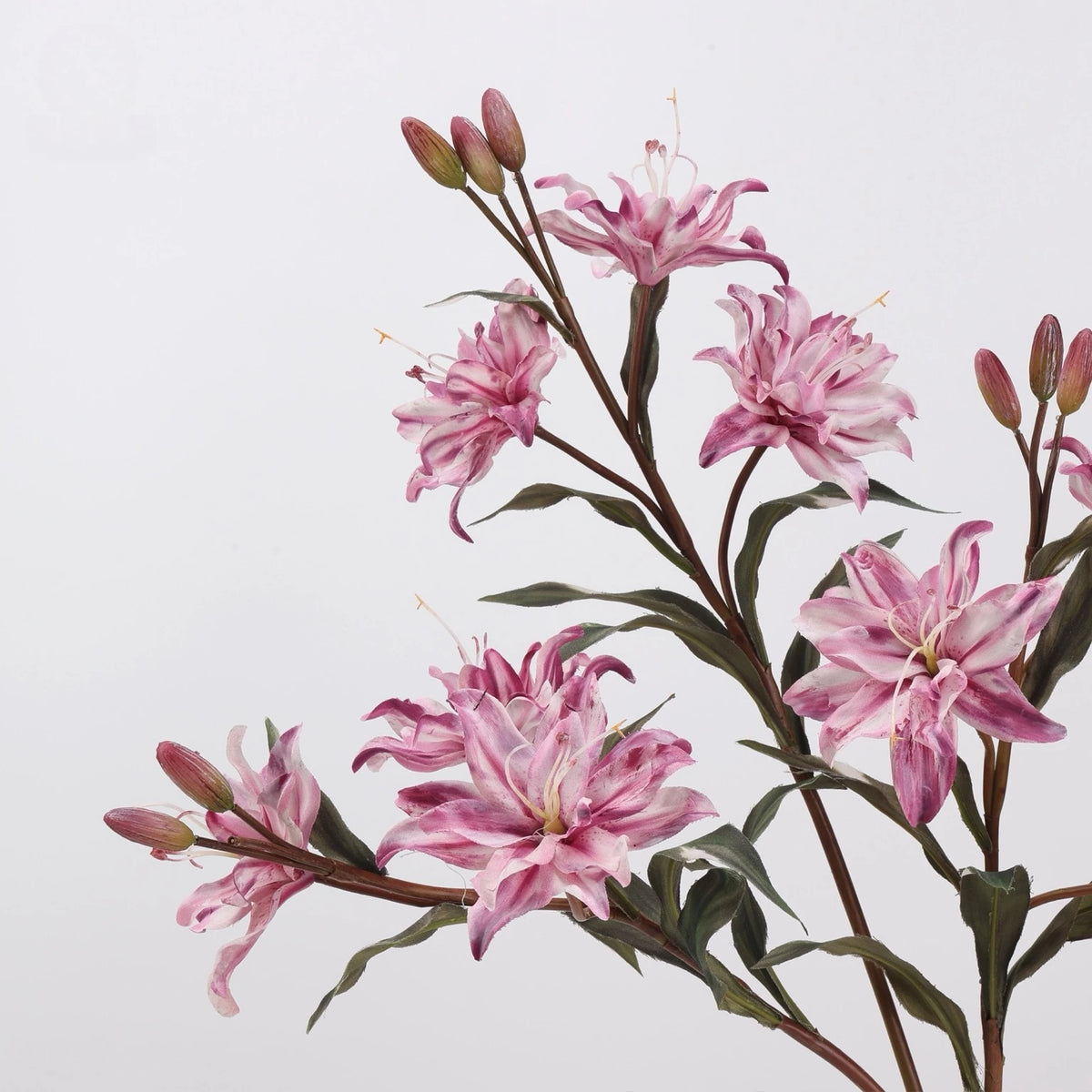 Pink faux double lily flower detail
