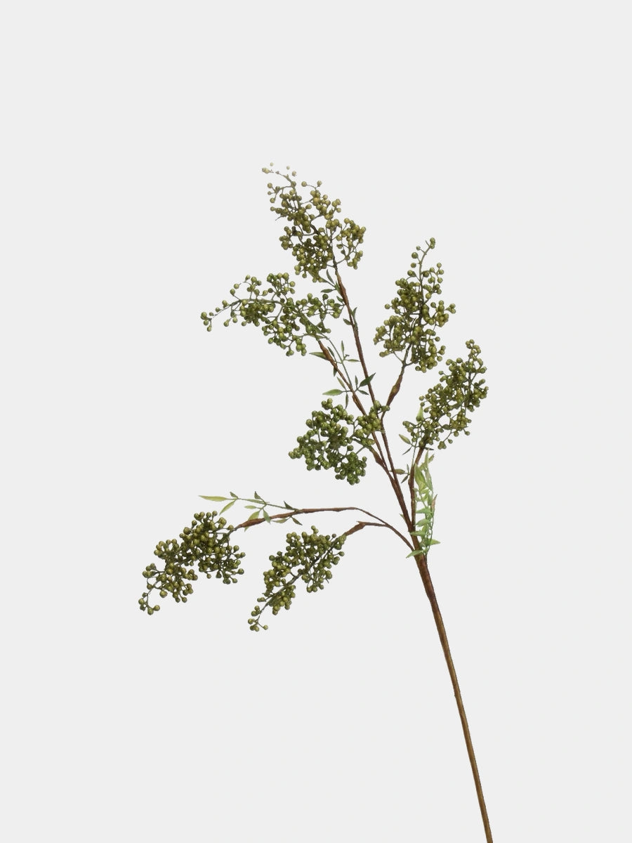 Faux holly berry branch – green main