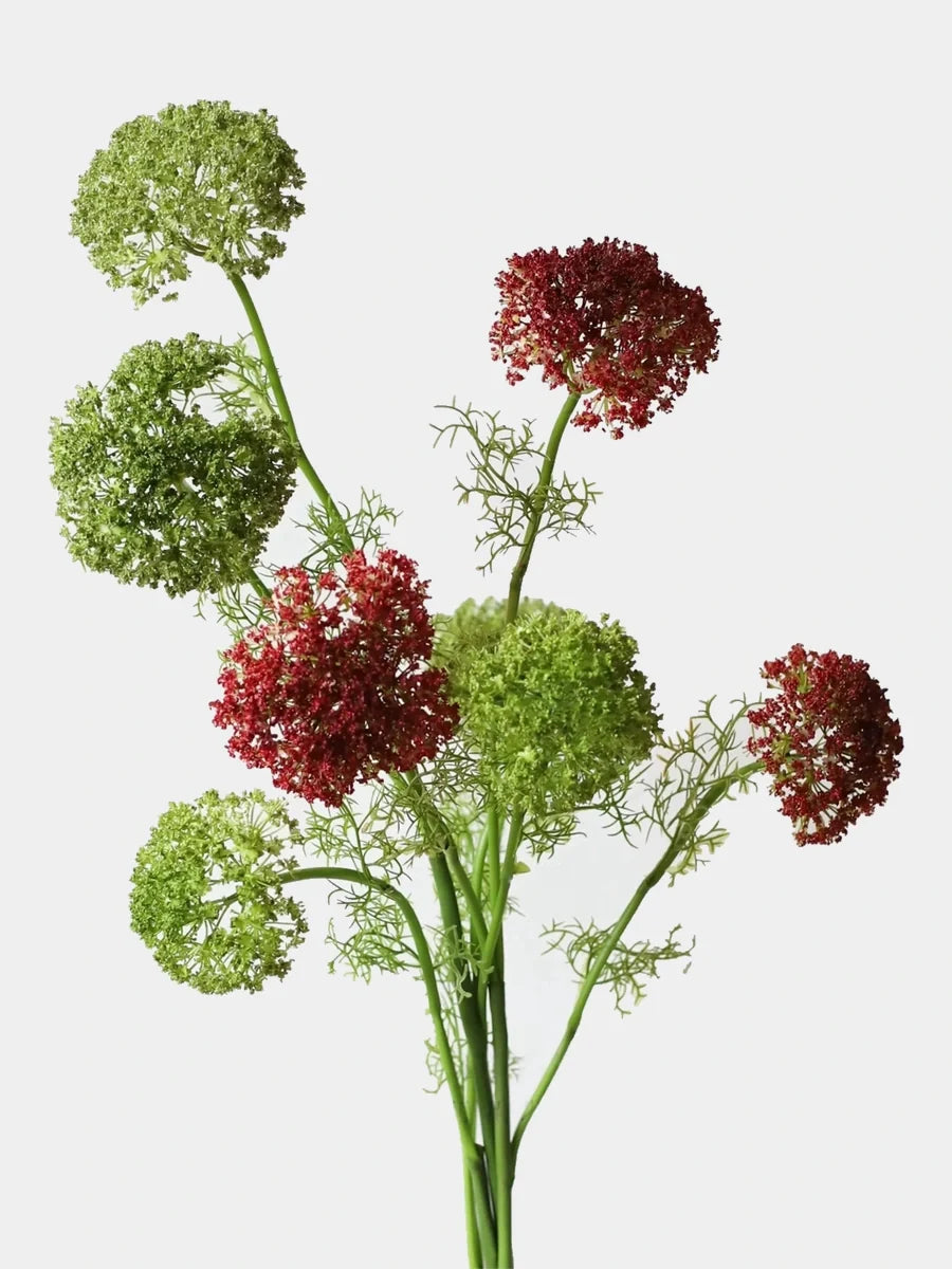 Faux large Ammi lace flower mixed burgundy green
