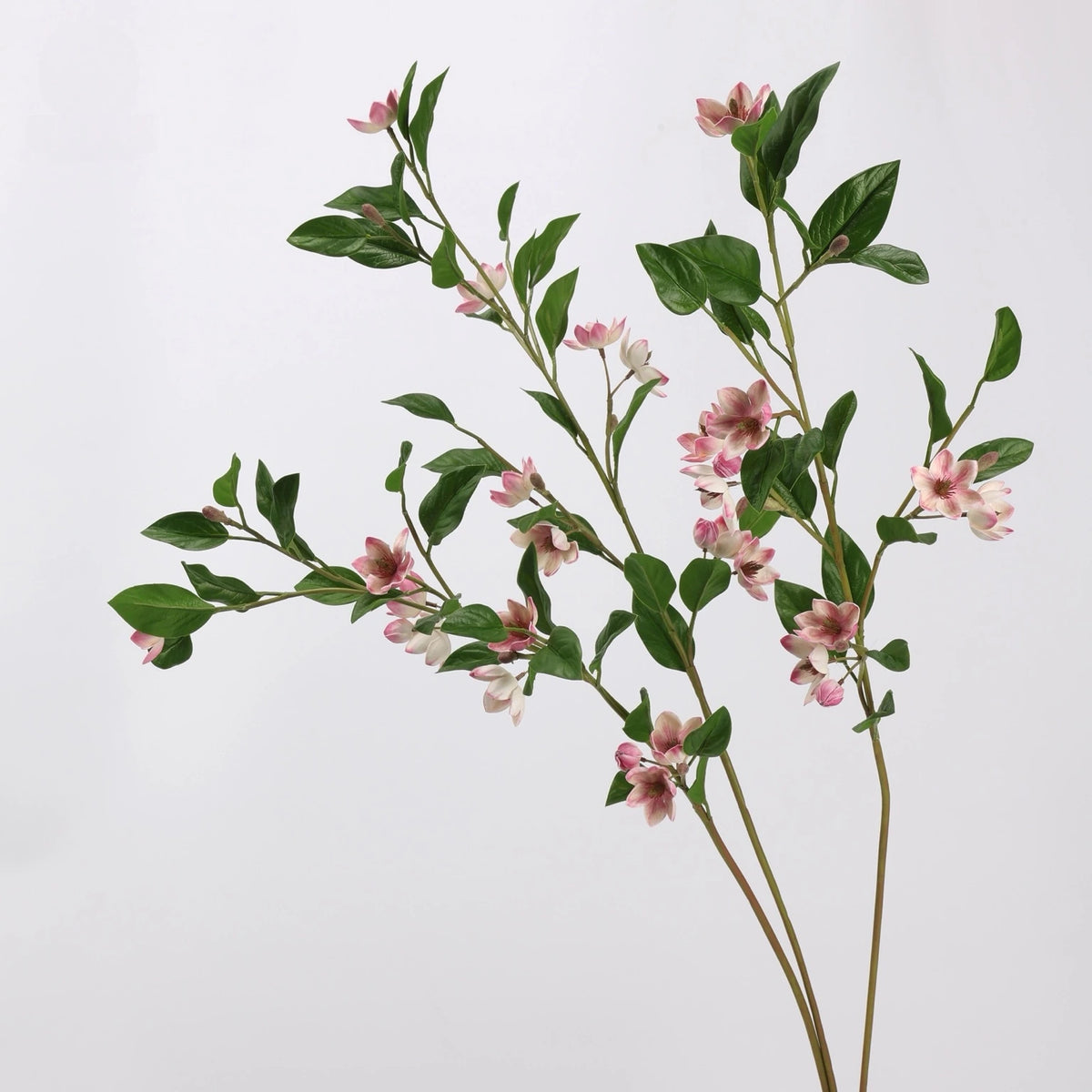 Pair of pink faux magnolia flower branches