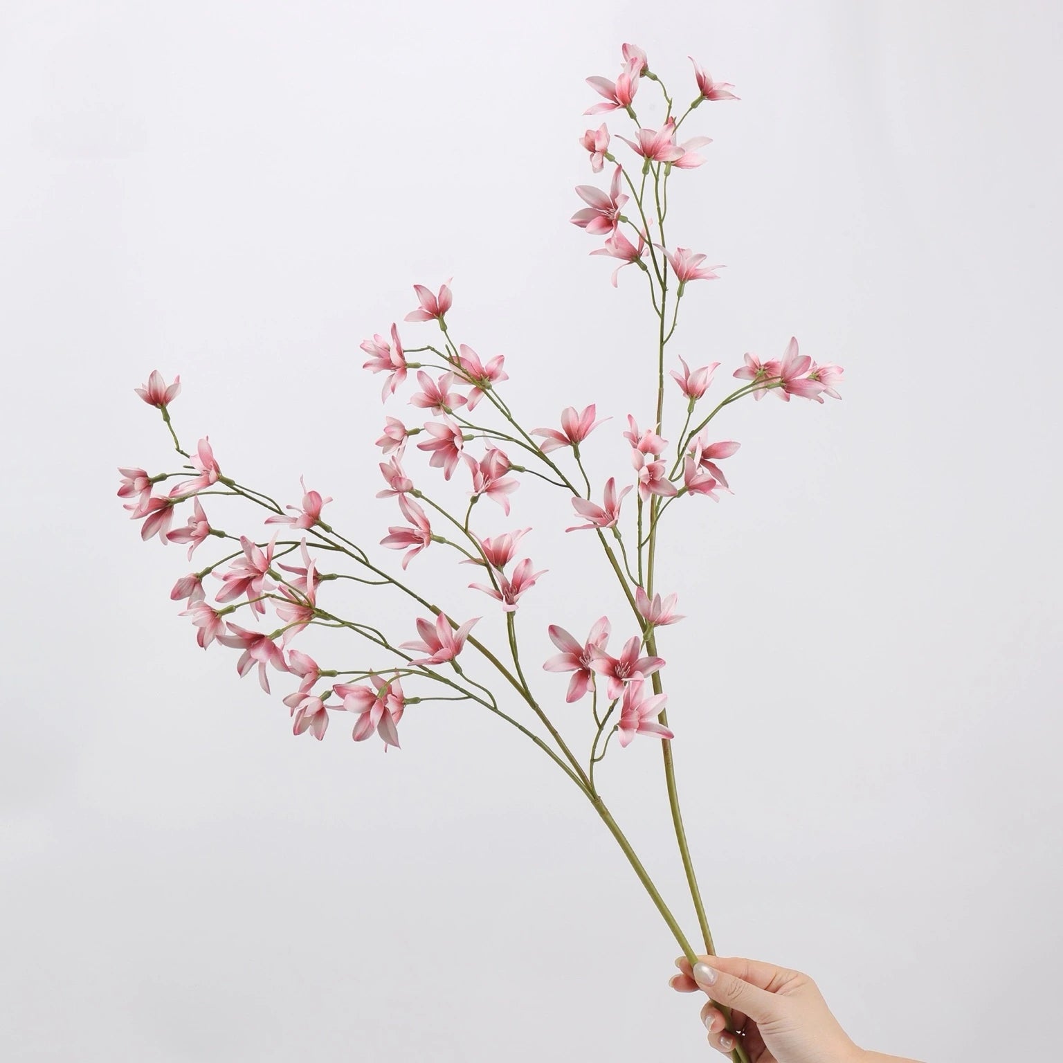 Pink faux flowering branch 88 cm