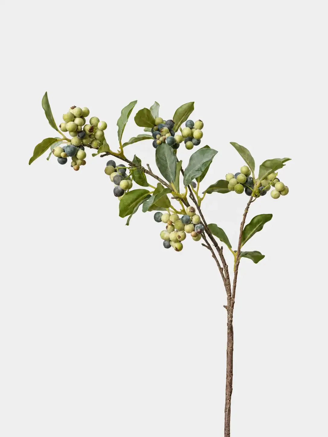 Faux small berry branch in green, 59 cm