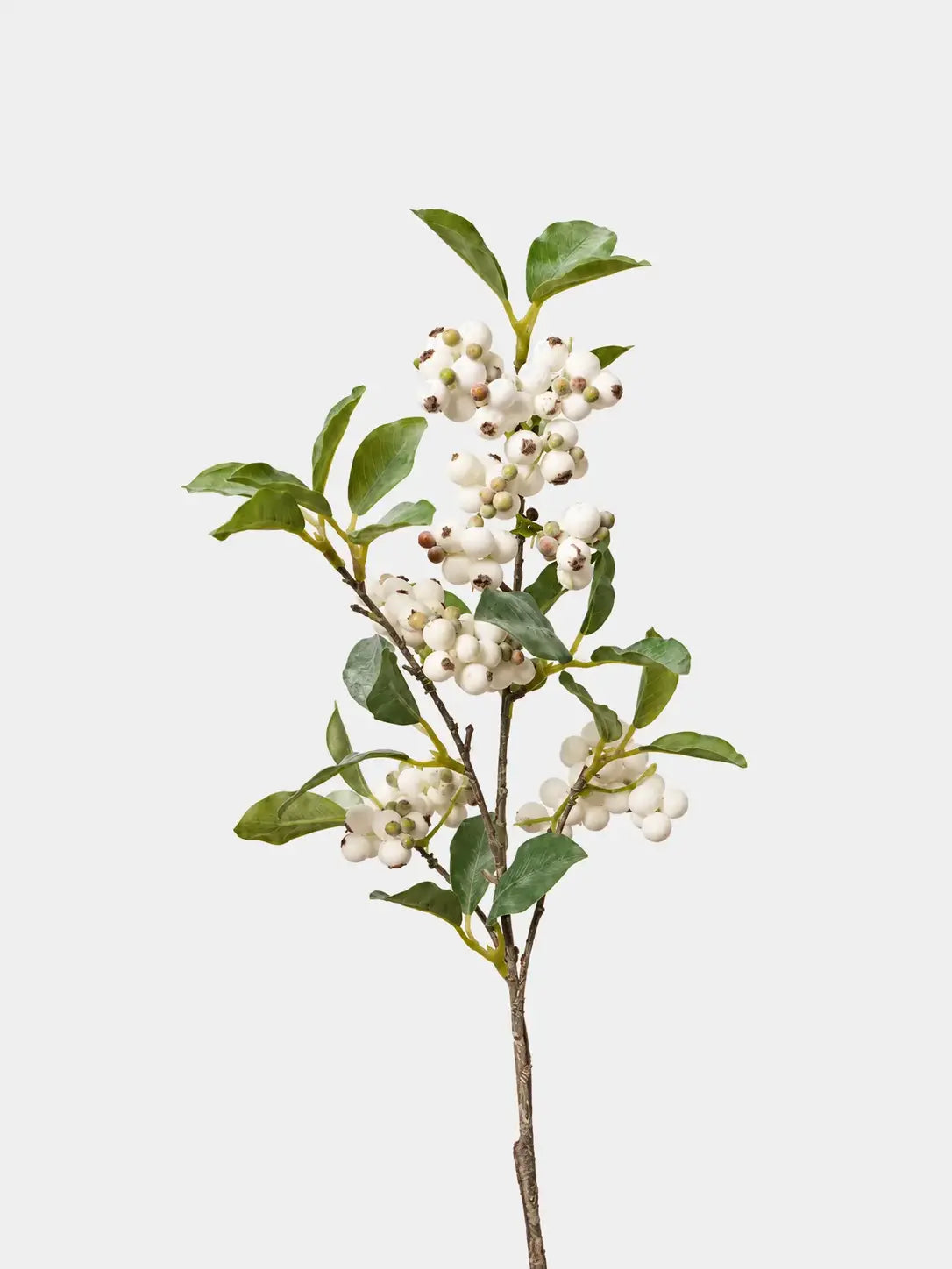 Faux small berry branch in white, 59 cm