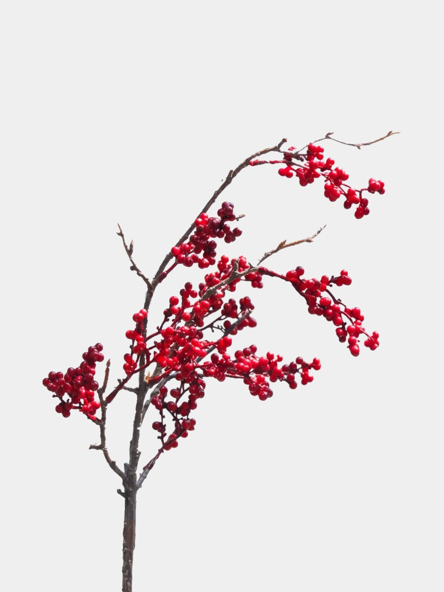 Faux winterberry branch, 66 cm - red main