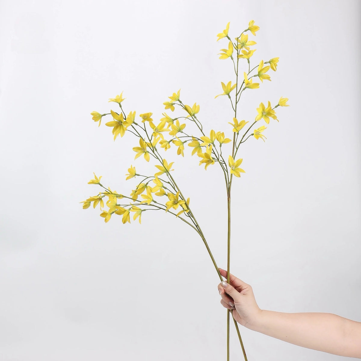 Yellow faux flowering branch 88 cm