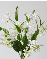 White artificial gloriosa lily flower detail