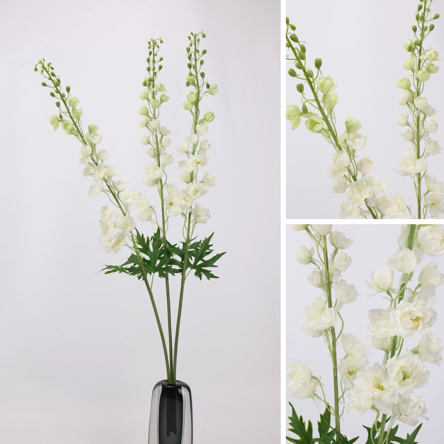 White Real Touch artificial delphinium flower detail