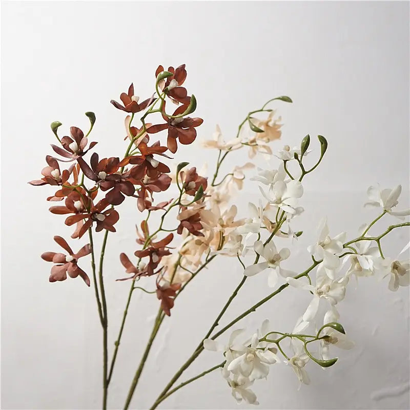 Faux autumn butterfly orchid flowers in three colours