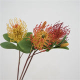 Faux small pincushion flower stems in assorted colours