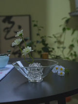 Artisan Glass Flower Frog & Ceramic Ikebana Bowl Set