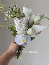 Calla Lily Faux Green and White Bridal Bouquet -15"