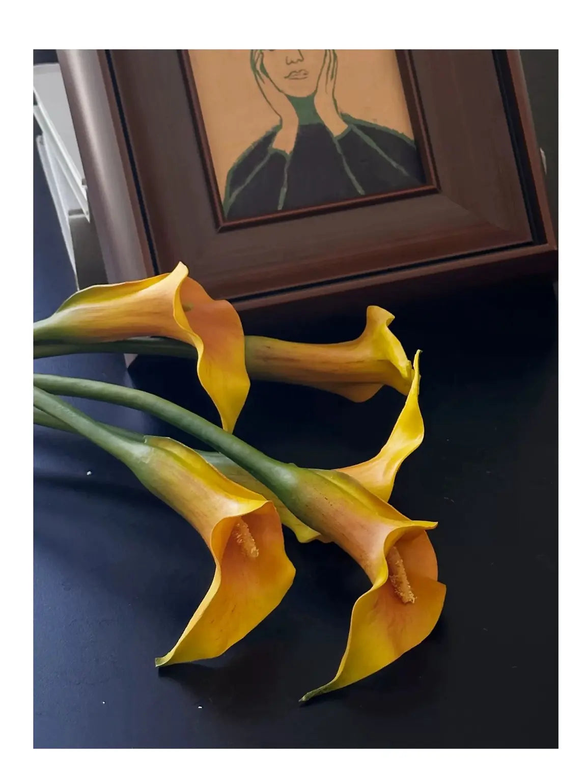 Orange-yellow Real Touch calla lily detail-1