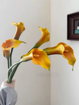 Orange-yellow Real Touch calla lily handheld