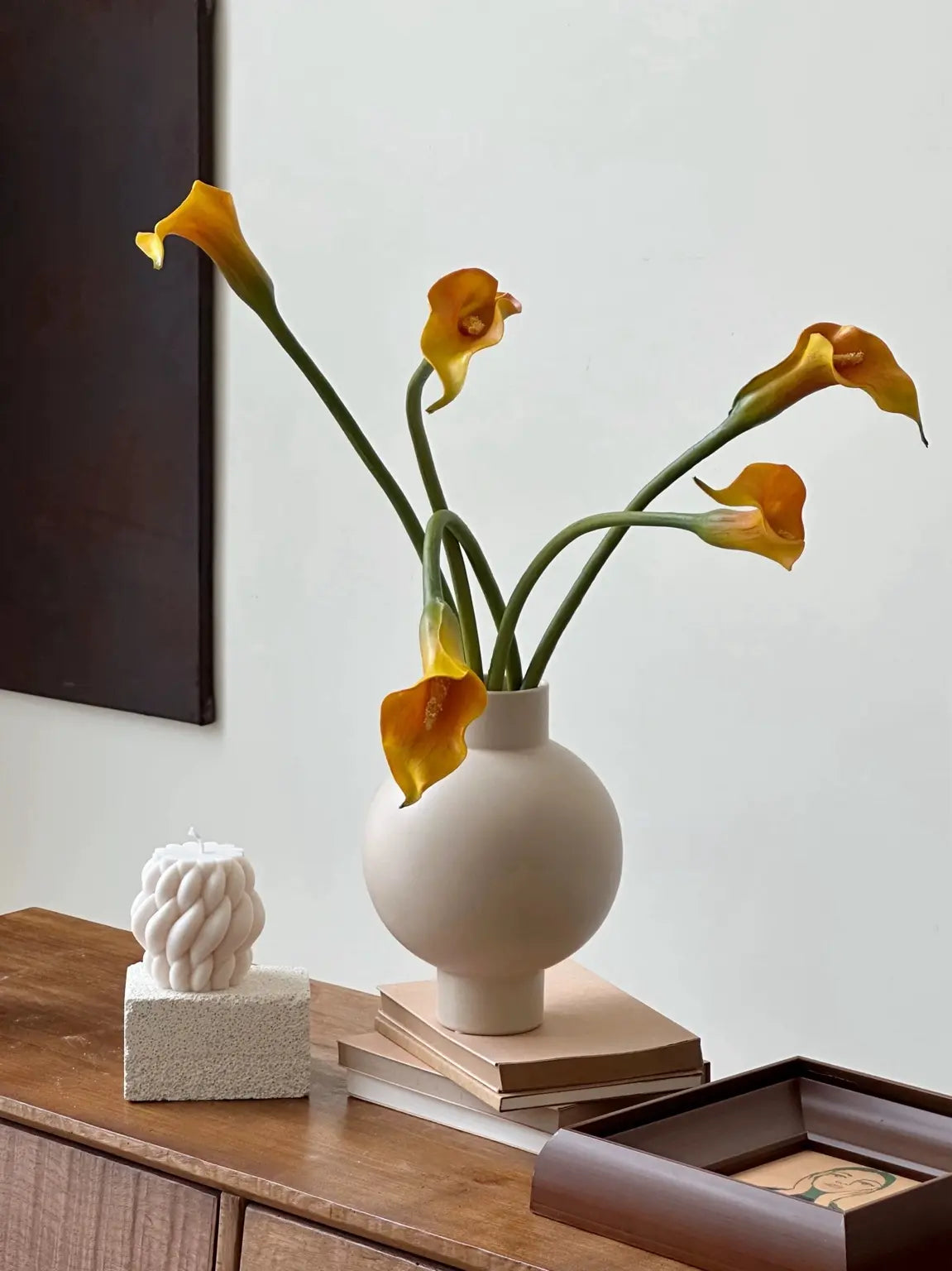 Orange-yellow Real Touch calla lily scene-1