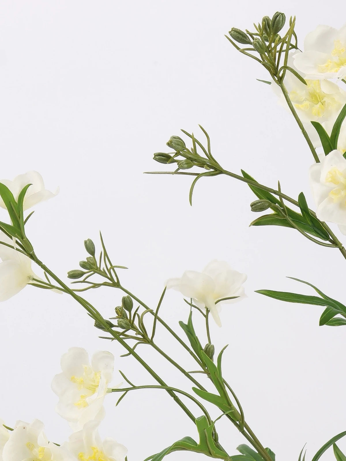 White real touch faux delphinium flower detail