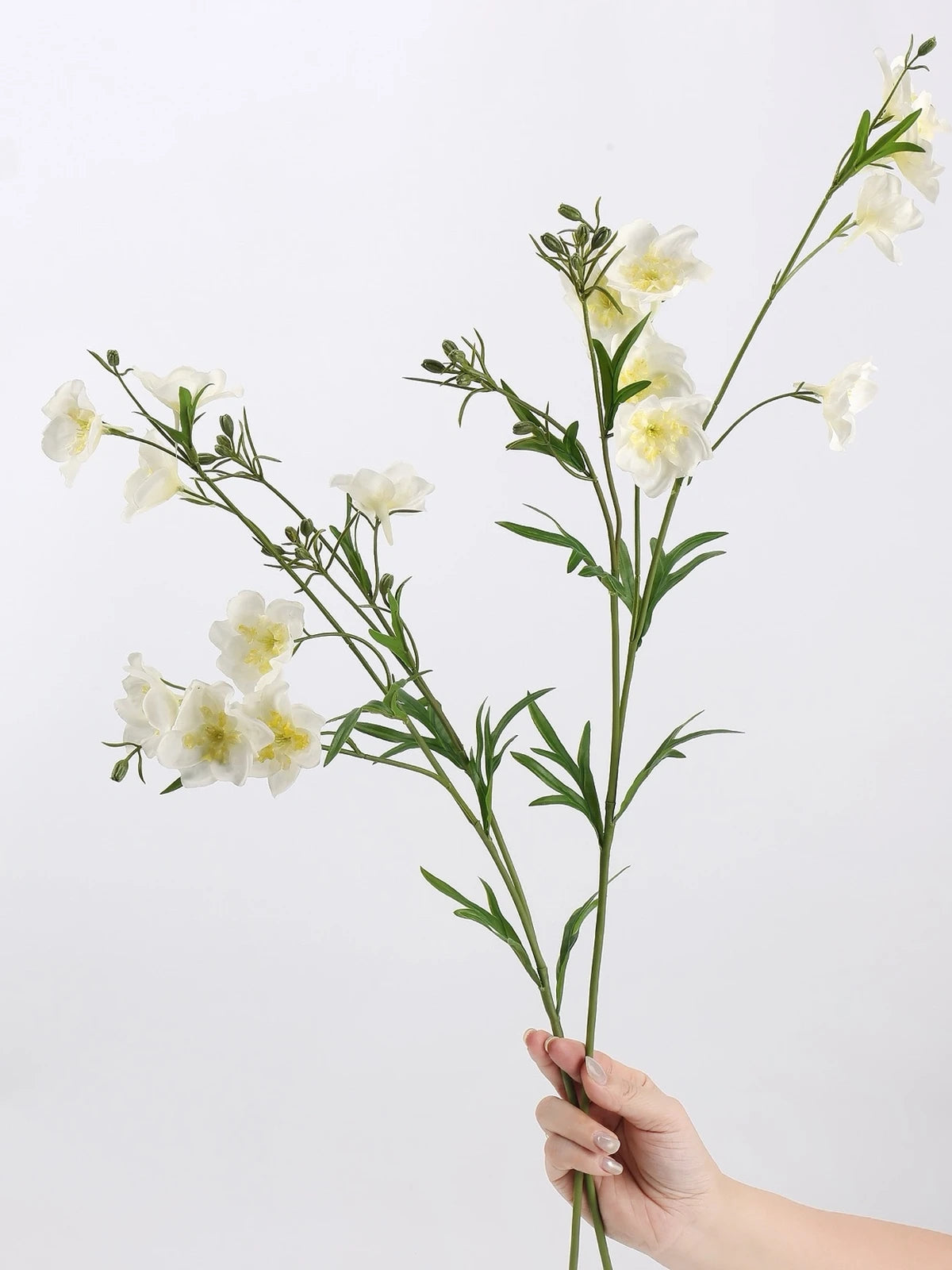 Real touch faux delphinium flower stem in white