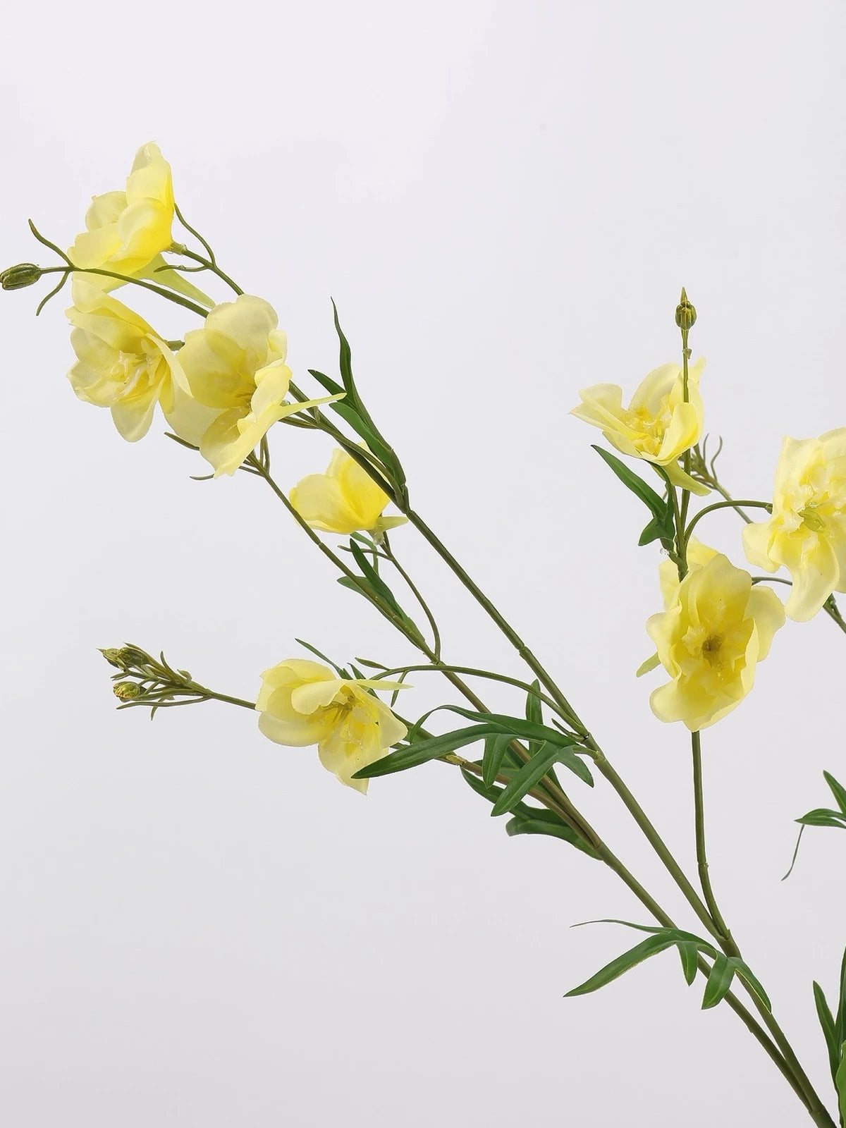 Yellow real touch faux delphinium flower detail