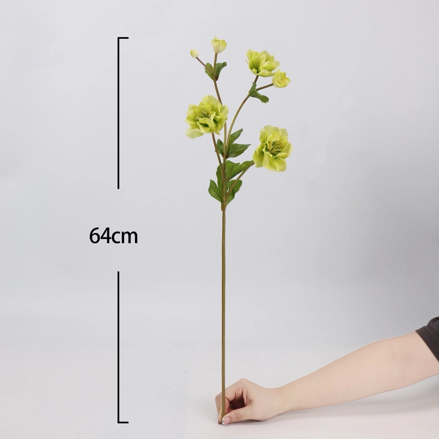 Real Touch double hellebore green flower stem 64 cm size
