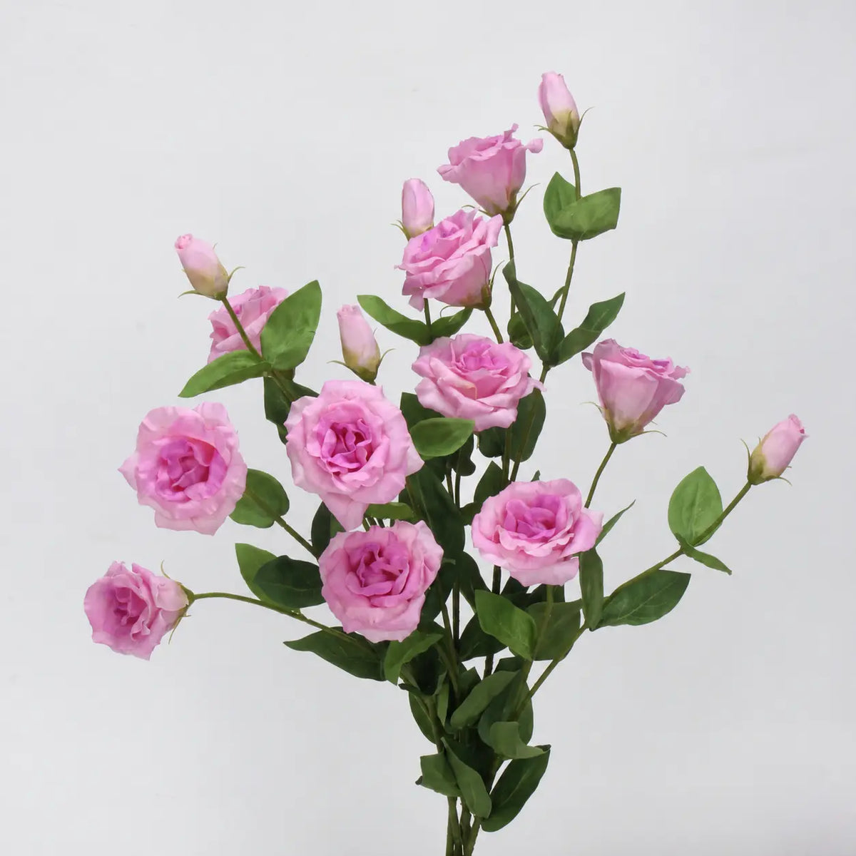 Purple Real Touch lisianthus stems with buds and green foliage