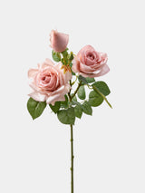 Nude pink Real Touch artificial rose stem with layered petals and a rosebud, 77 cm tall