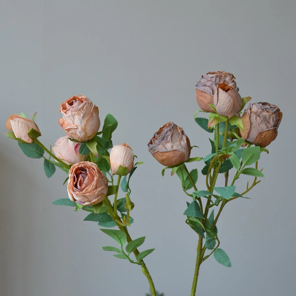 Faux Toasted Edge Spray Rose in Brown – 25"